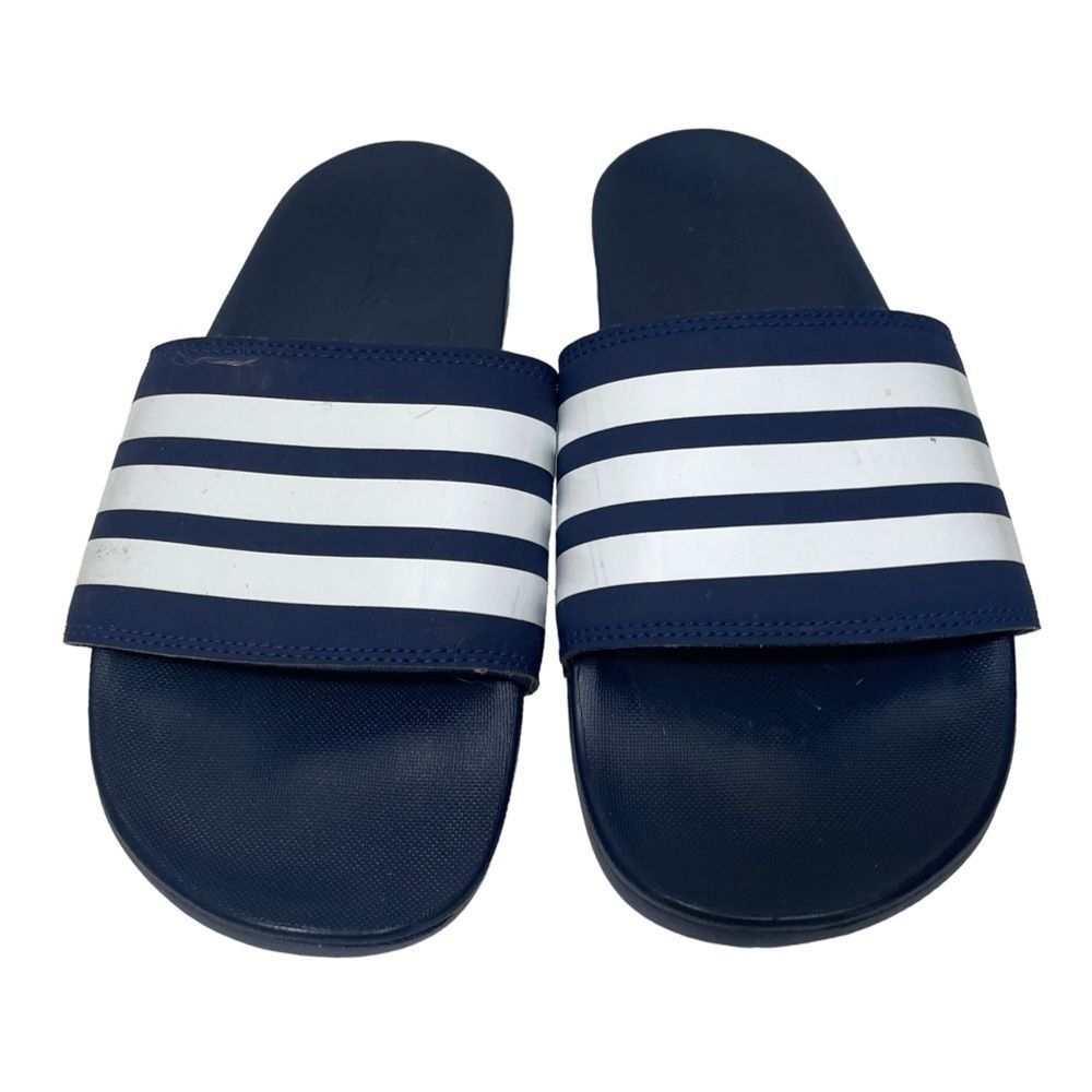 Addias Navy Striped Slide On Athletic Sandals